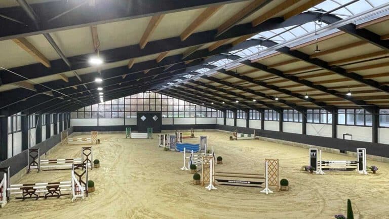 Geschäftsführer "Tobias Thoenes" - Reithalle mit professionellen Hindernissen - Blick in die Halle